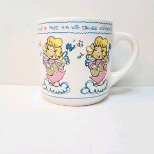 Vtg Anne Fitzgerald Praise The Lord Spiritual Coffee Tea Mug Cup Angels Pink